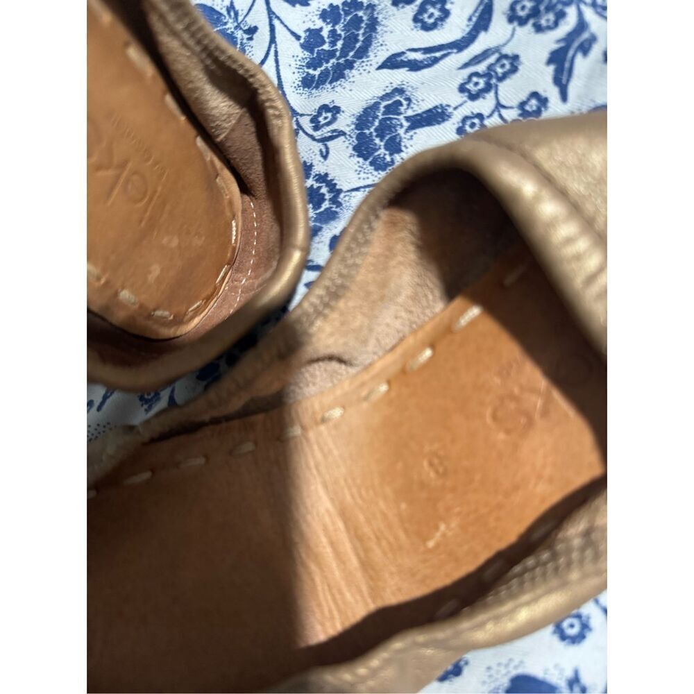 Tieks Champagne limited Edition Gold ballet flats elastic trim 8 - Picture 13 of 14